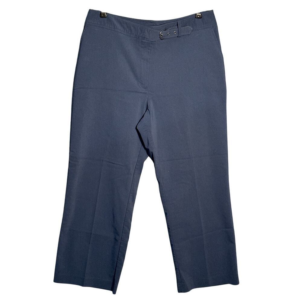 Herman Geist 14P‎ Vintage High Rise Cropped Slacks Blue Wide Leg Belted USA